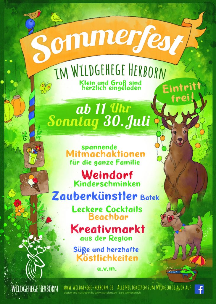 Plakat zum Sommerfest im Wildgehege Herborn